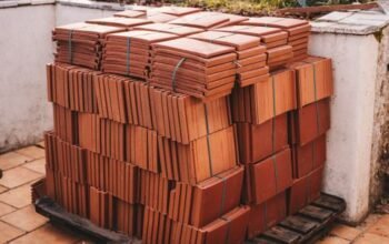 Stack of roof tiles ready for a repair project