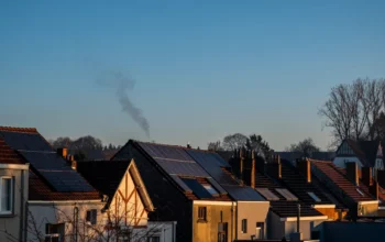 Solar panels installed on a UK house roof