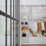 Modern wardrobe with organised shelves for bedroom storage