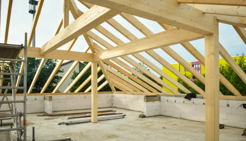 Roof structure timber frame relevant to loft insulation